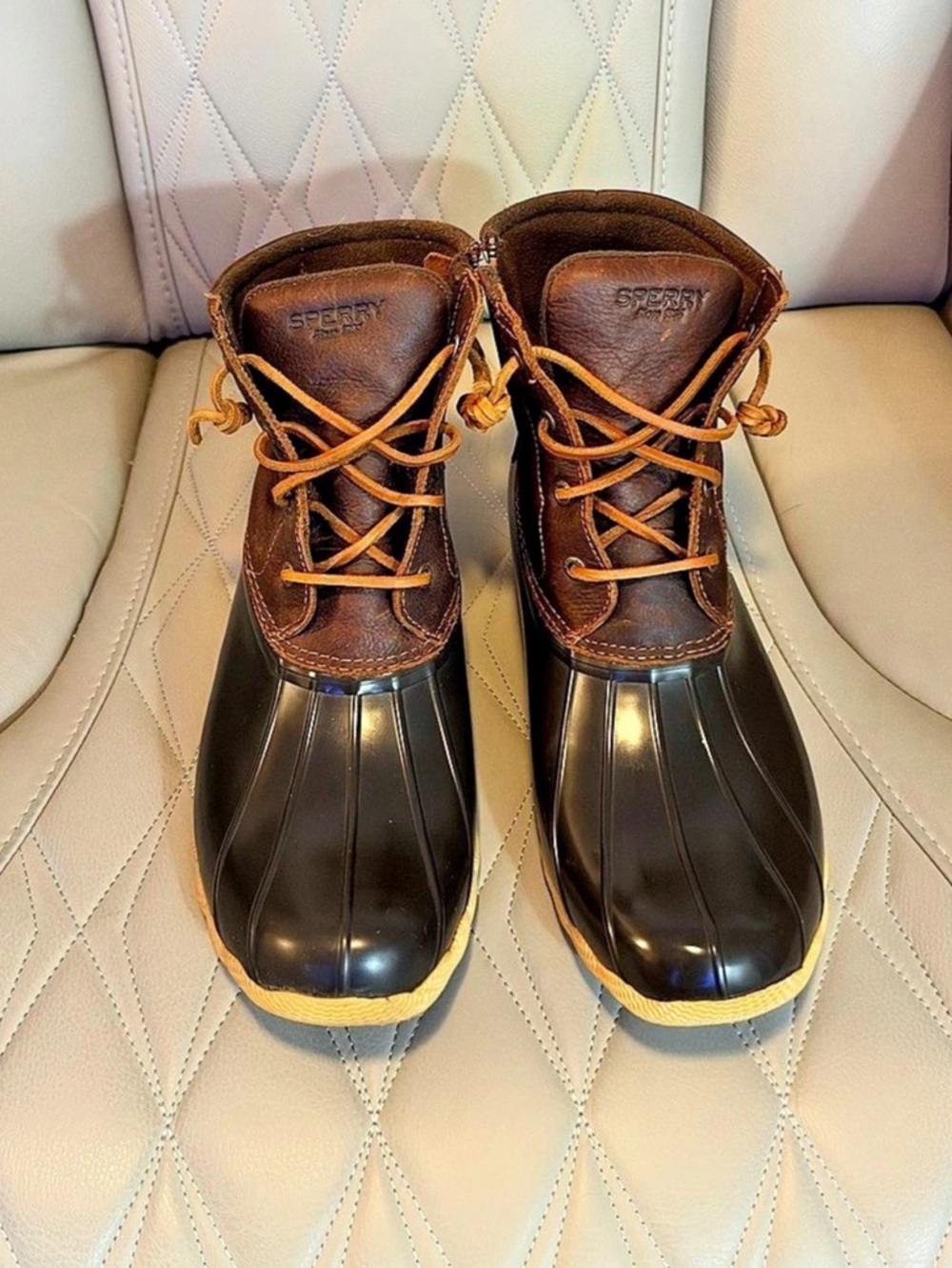 Sperry Women's Saltwater Duck Boot- Tan/Dark Brown